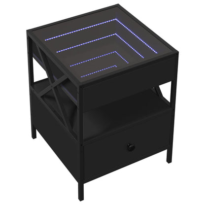 Infinity LED Bedside Table, Black 40x40x51 cm - Modern Elegance