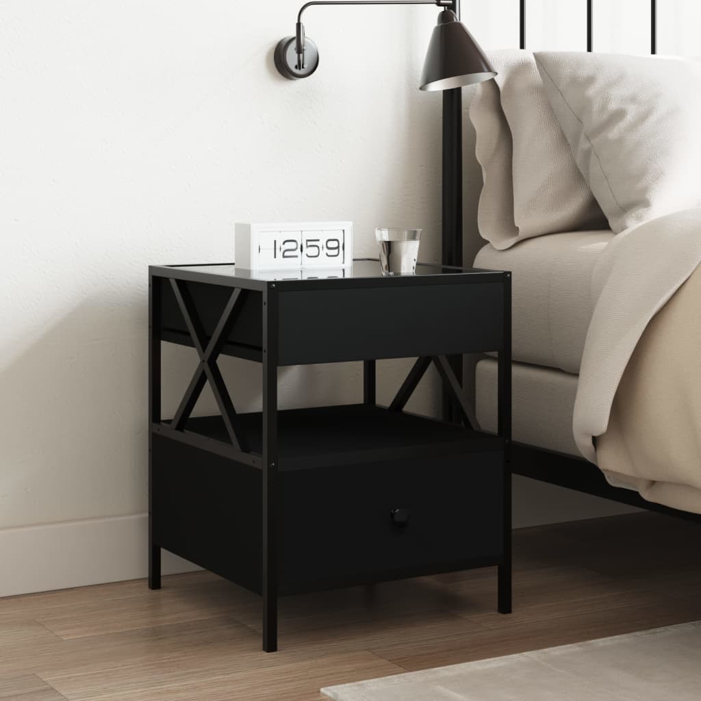 Infinity LED Bedside Table, Black 40x40x51 cm - Modern Elegance