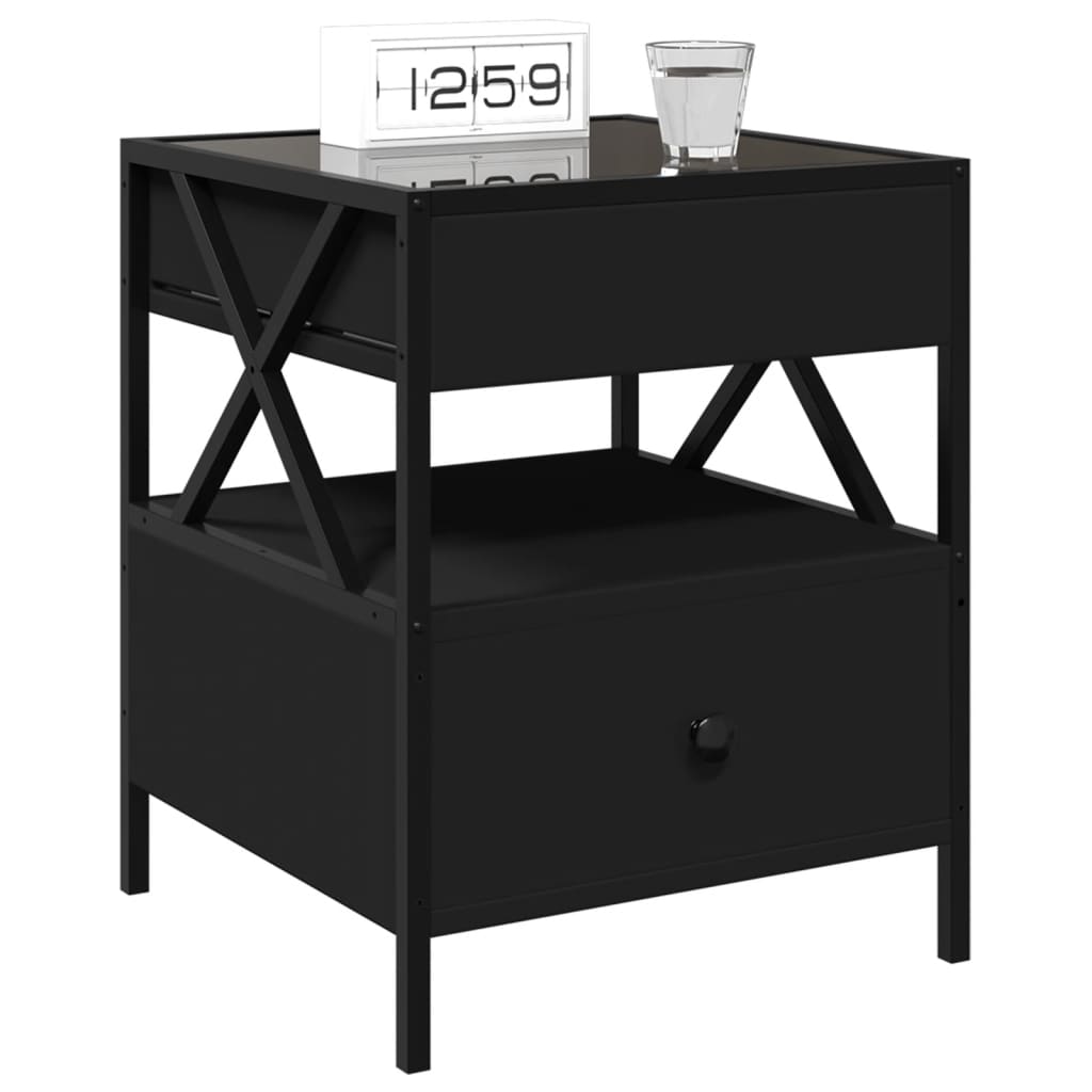 Infinity LED Bedside Table, Black 40x40x51 cm - Modern Elegance