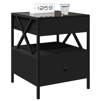 Infinity LED Bedside Table, Black 40x40x51 cm - Modern Elegance