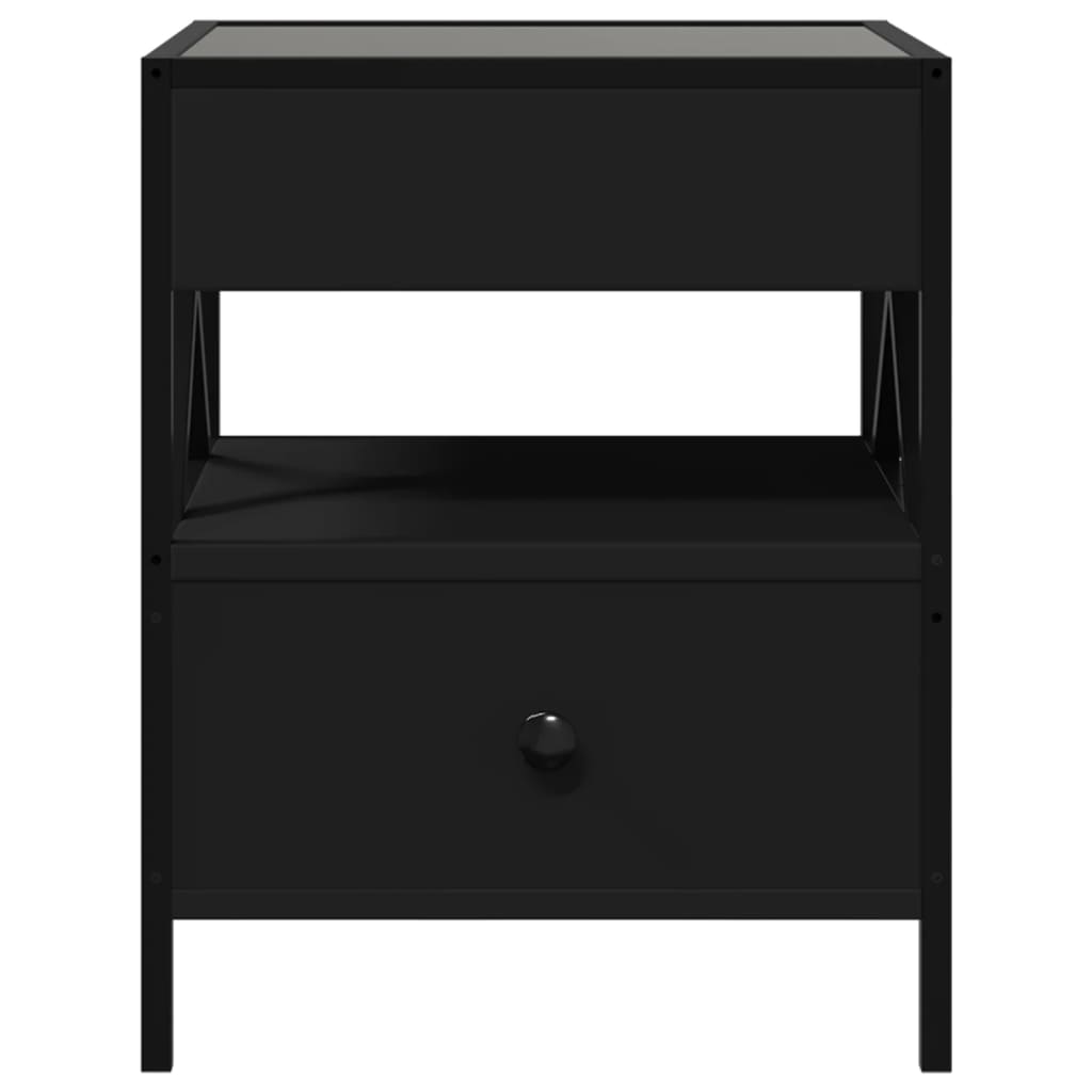 Infinity LED Bedside Table, Black 40x40x51 cm - Modern Elegance