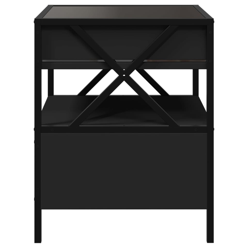 Infinity LED Bedside Table, Black 40x40x51 cm - Modern Elegance