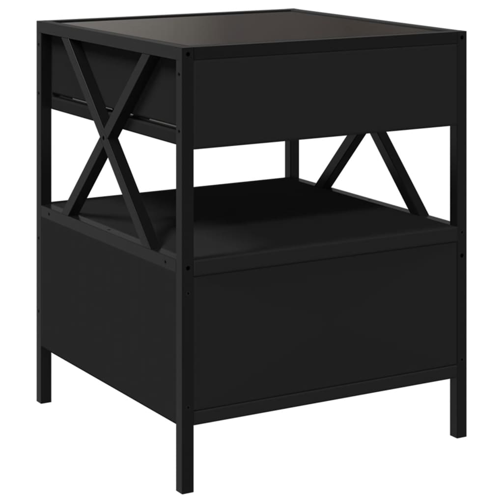 Infinity LED Bedside Table, Black 40x40x51 cm - Modern Elegance