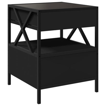 Infinity LED Bedside Table, Black 40x40x51 cm - Modern Elegance