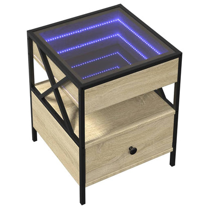 Infinity LED Bedside Table, Sonoma Oak, 40x40x51 cm