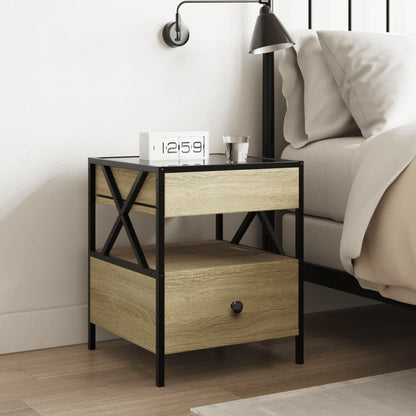 Infinity LED Bedside Table, Sonoma Oak, 40x40x51 cm