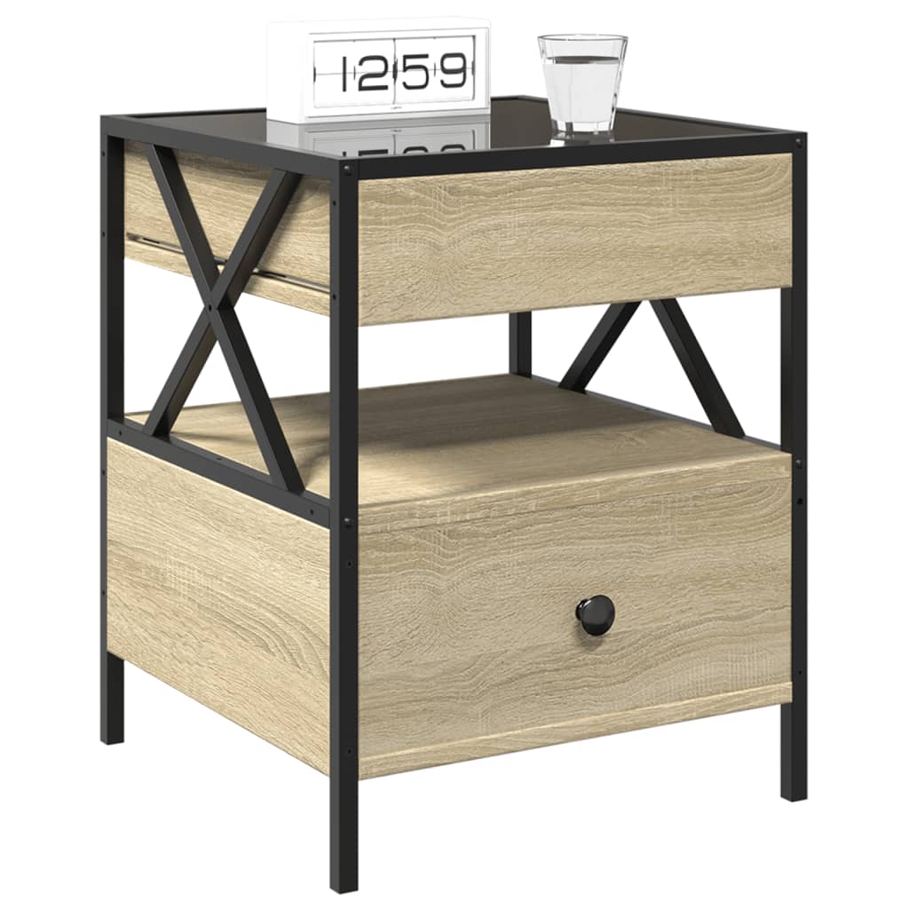 Infinity LED Bedside Table, Sonoma Oak, 40x40x51 cm