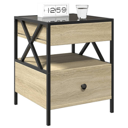 Infinity LED Bedside Table, Sonoma Oak, 40x40x51 cm