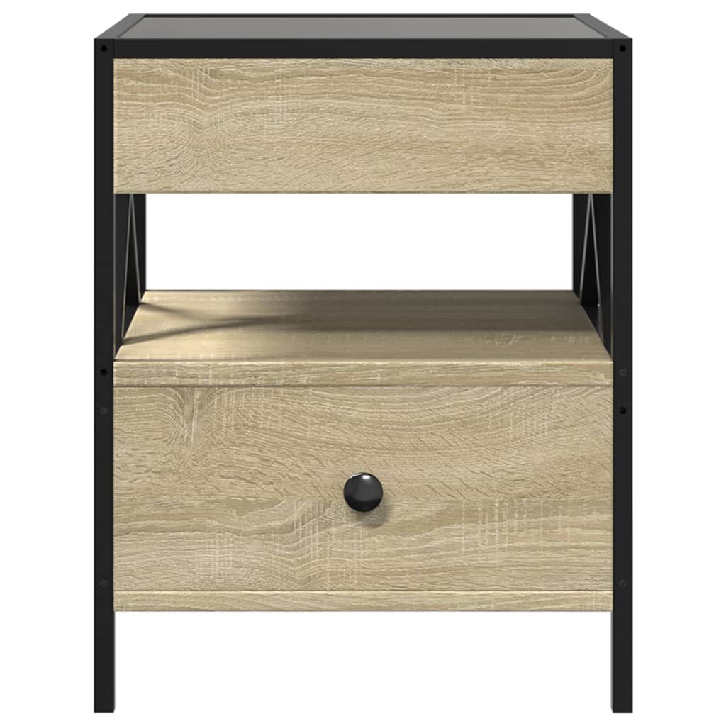 Infinity LED Bedside Table, Sonoma Oak, 40x40x51 cm