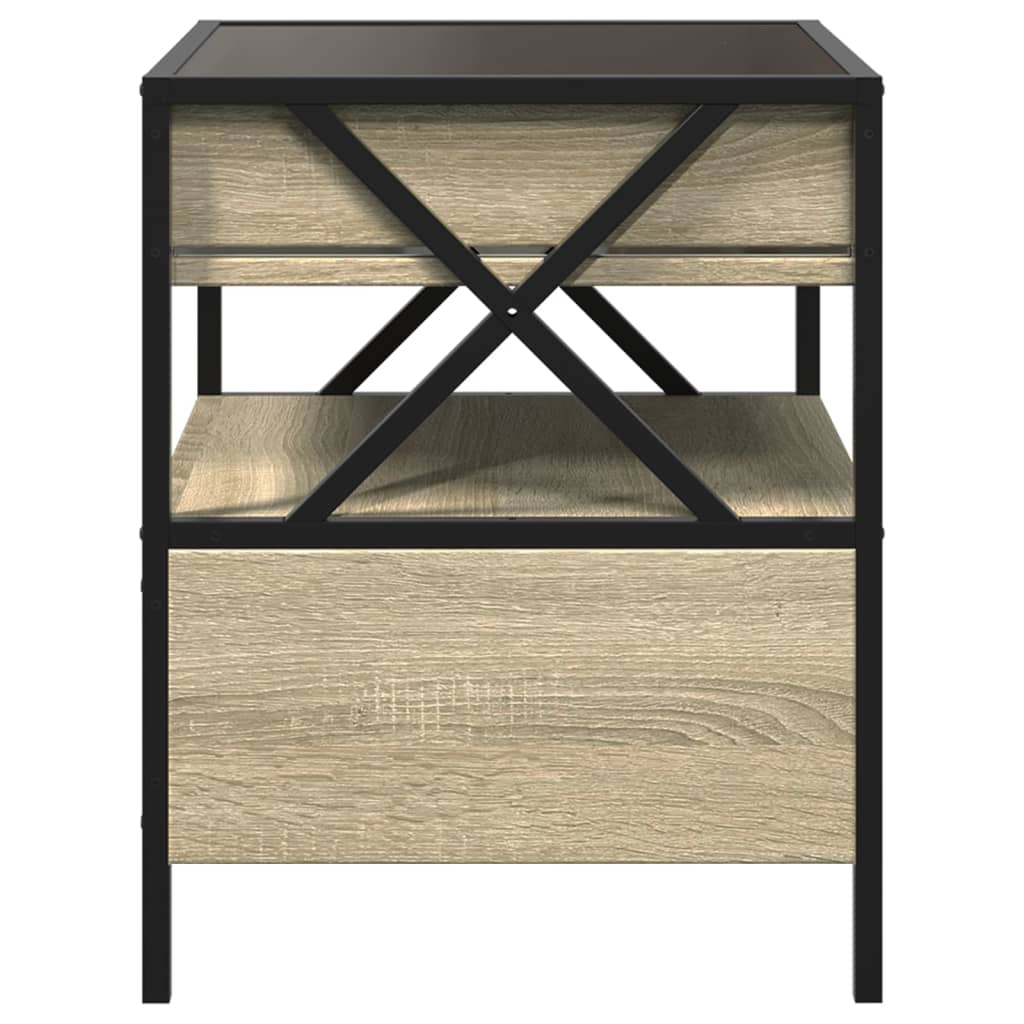 Infinity LED Bedside Table, Sonoma Oak, 40x40x51 cm
