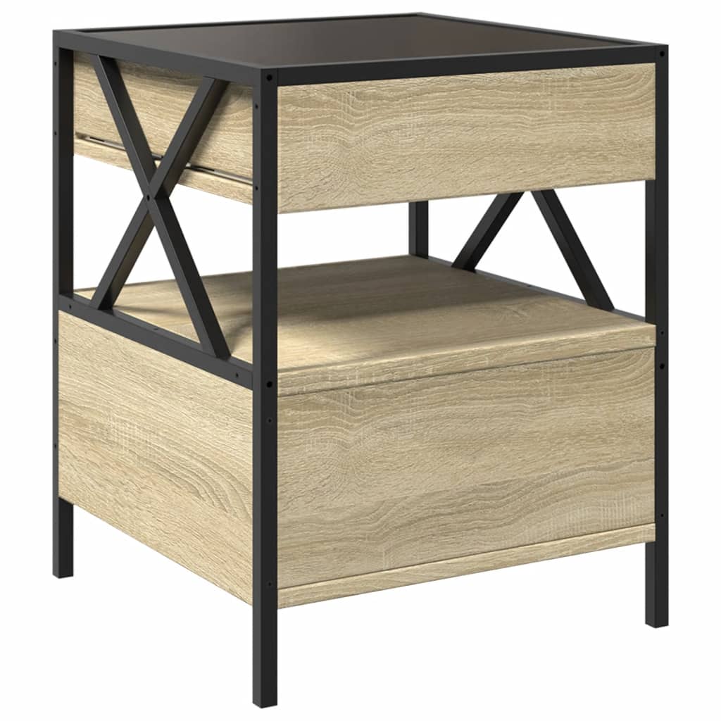 Infinity LED Bedside Table, Sonoma Oak, 40x40x51 cm