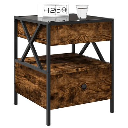 Infinity LED Bedside Table - Smoked Oak, 40x40x51 cm