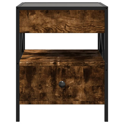 Infinity LED Bedside Table - Smoked Oak, 40x40x51 cm