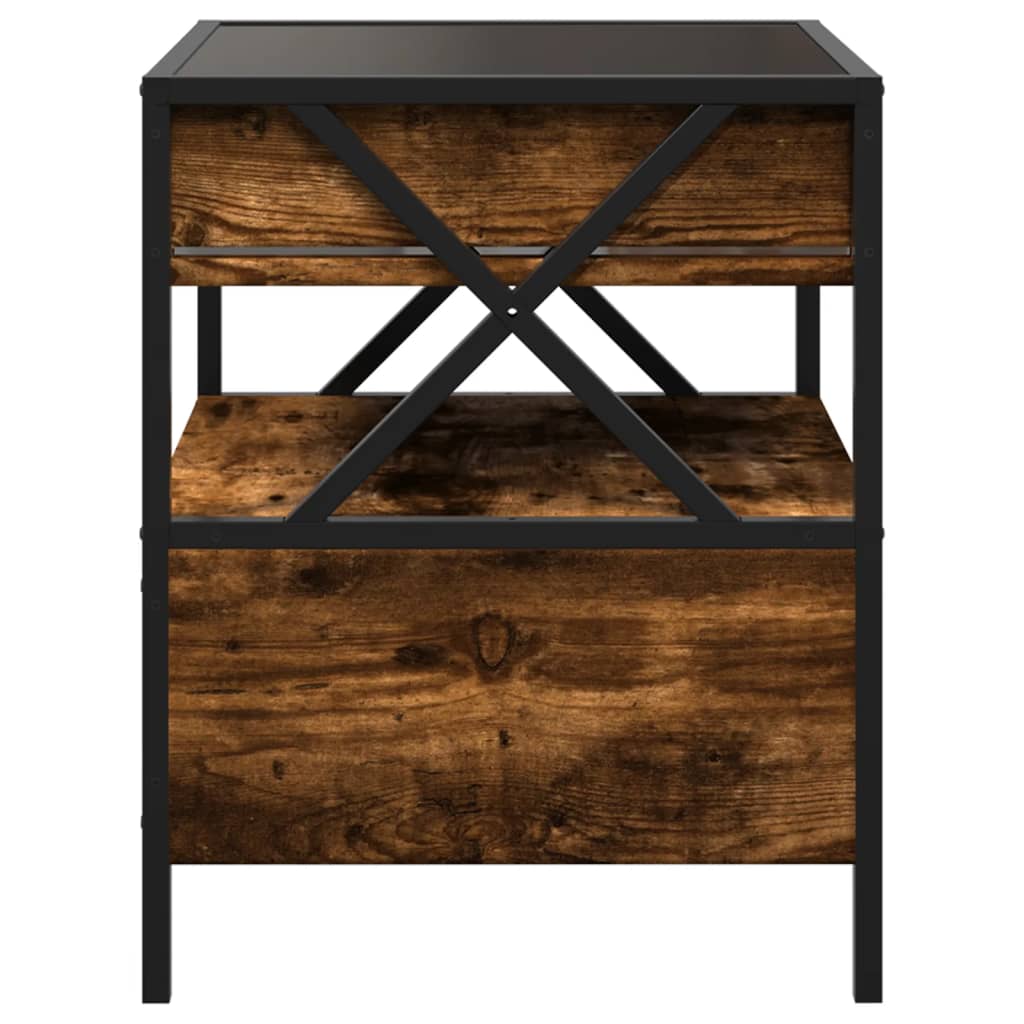 Infinity LED Bedside Table - Smoked Oak, 40x40x51 cm