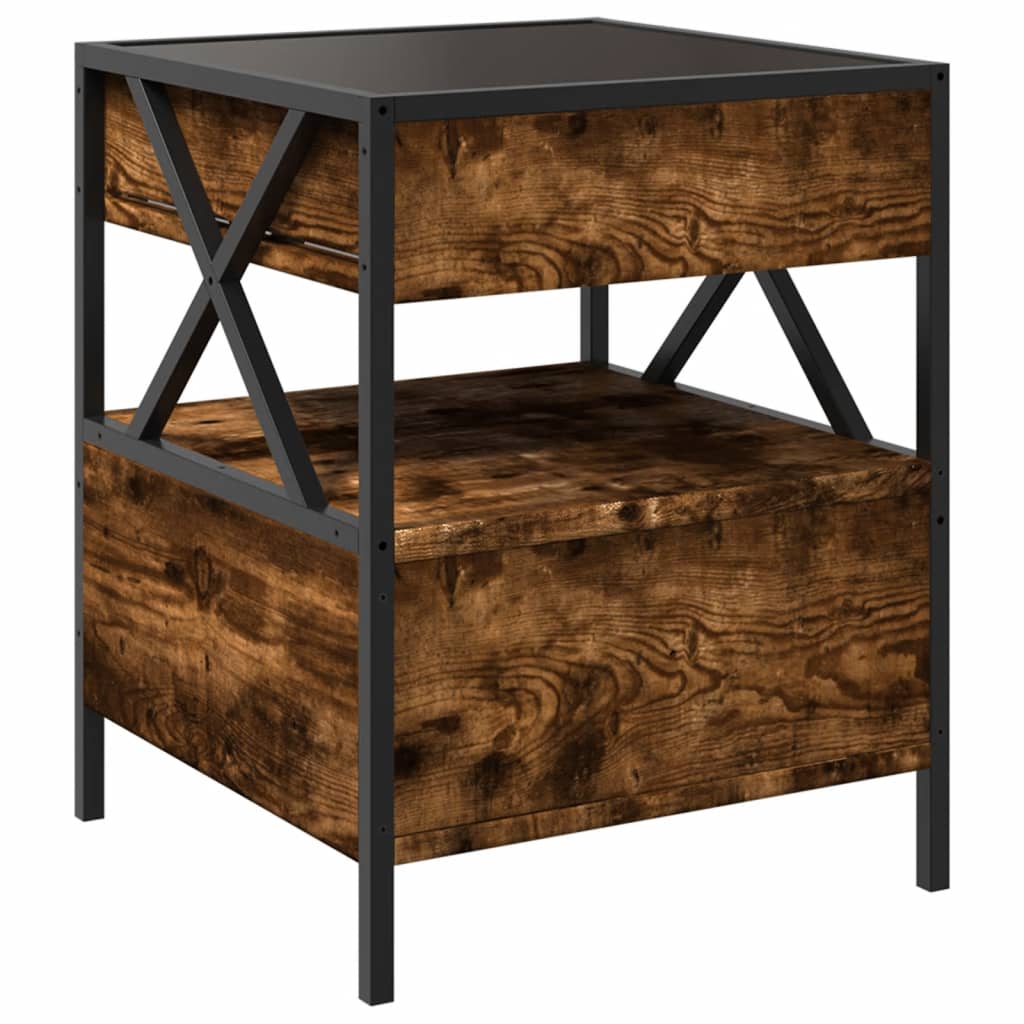 Infinity LED Bedside Table - Smoked Oak, 40x40x51 cm