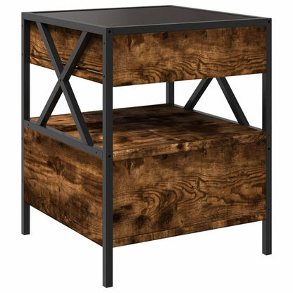 Infinity LED Bedside Table - Smoked Oak, 40x40x51 cm