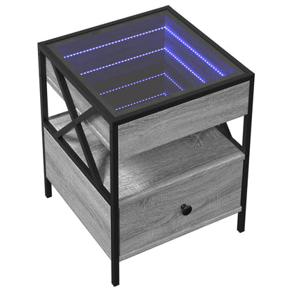 Grey Sonoma Bedside Table with Infinity LED, 40x40x51 cm