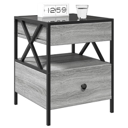 Grey Sonoma Bedside Table with Infinity LED, 40x40x51 cm