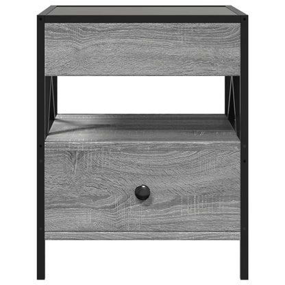Grey Sonoma Bedside Table with Infinity LED, 40x40x51 cm