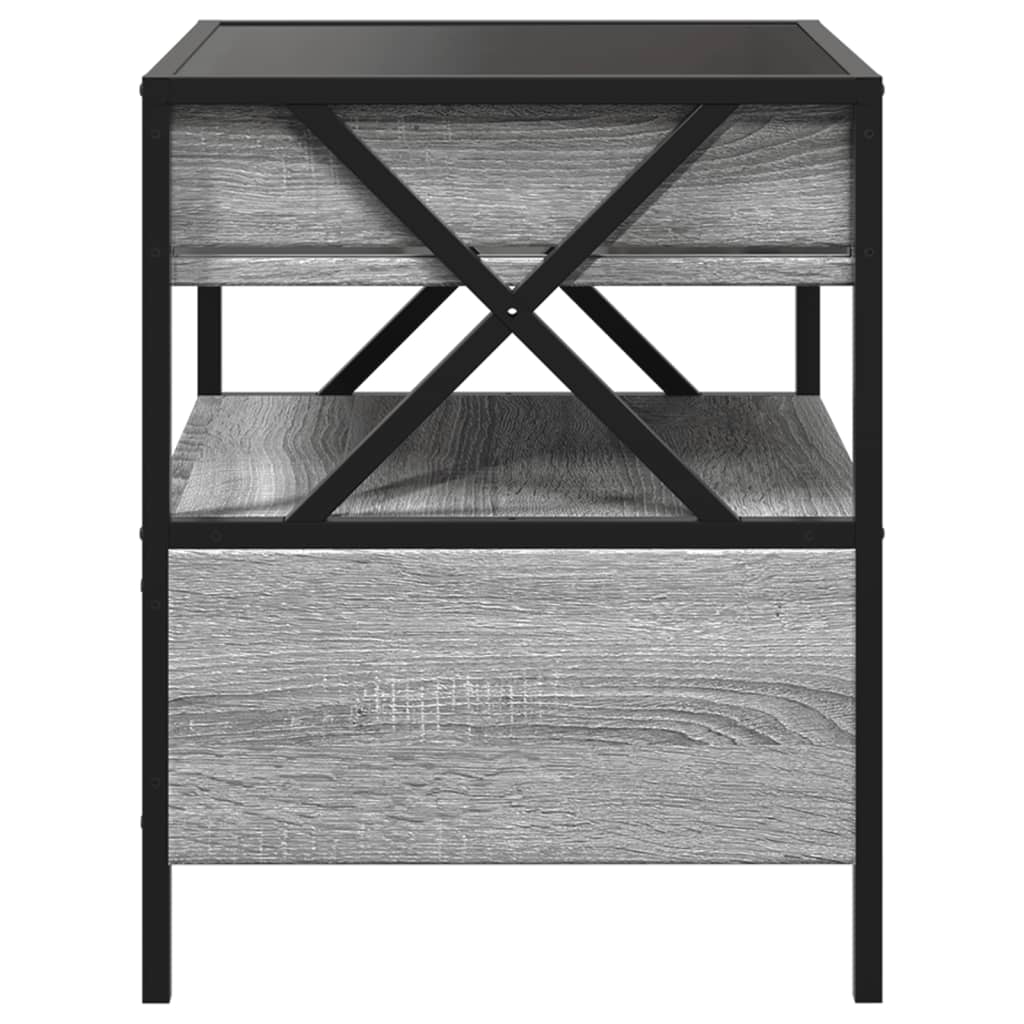 Grey Sonoma Bedside Table with Infinity LED, 40x40x51 cm