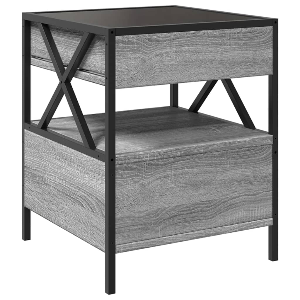 Grey Sonoma Bedside Table with Infinity LED, 40x40x51 cm