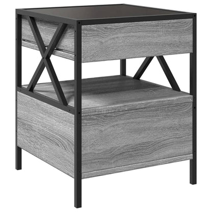 Grey Sonoma Bedside Table with Infinity LED, 40x40x51 cm