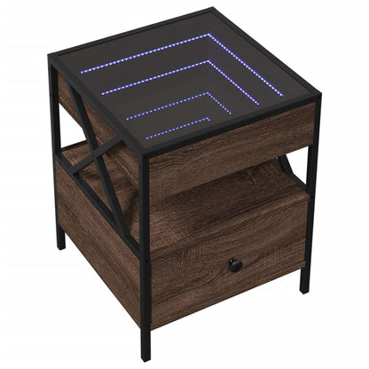 Infinity LED Bedside Table - Brown Oak 40x40x51 cm