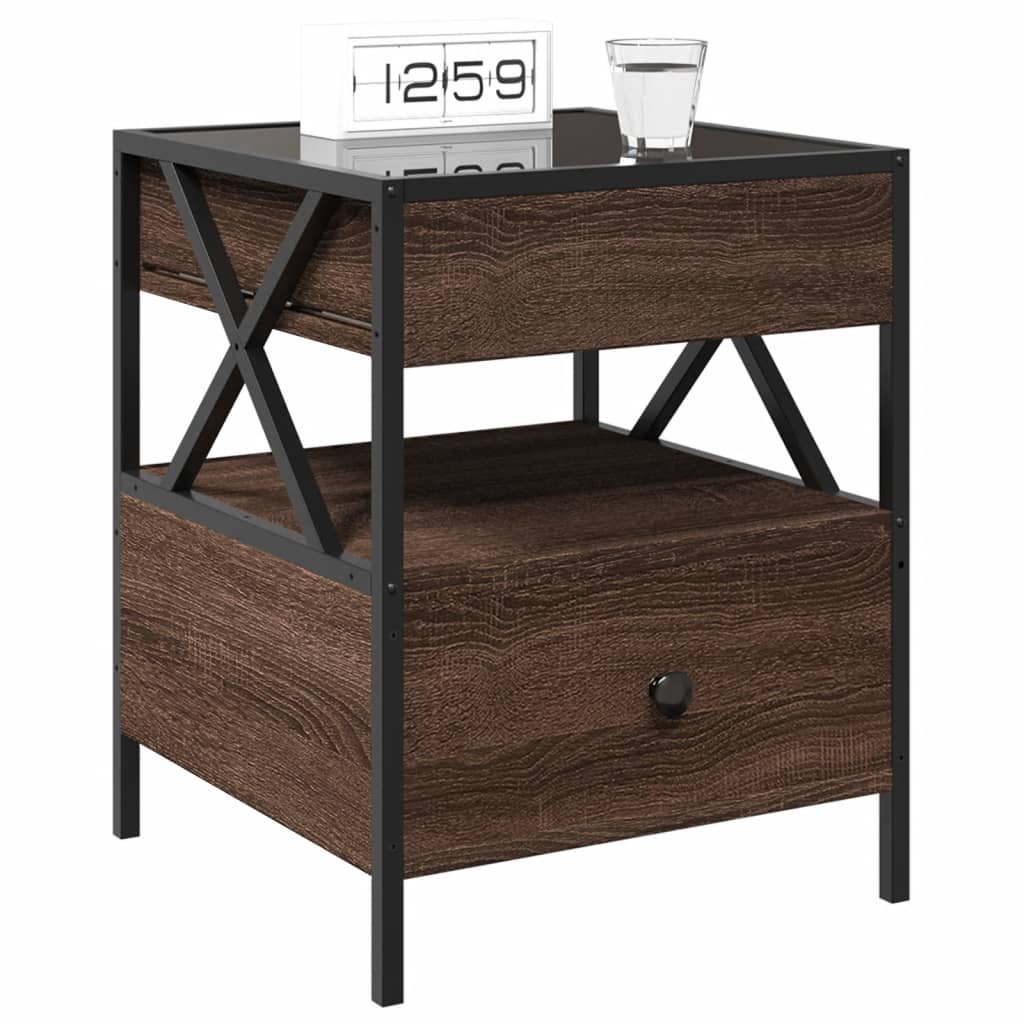 Infinity LED Bedside Table - Brown Oak 40x40x51 cm