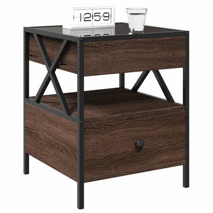 Infinity LED Bedside Table - Brown Oak 40x40x51 cm