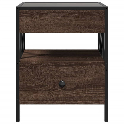 Infinity LED Bedside Table - Brown Oak 40x40x51 cm