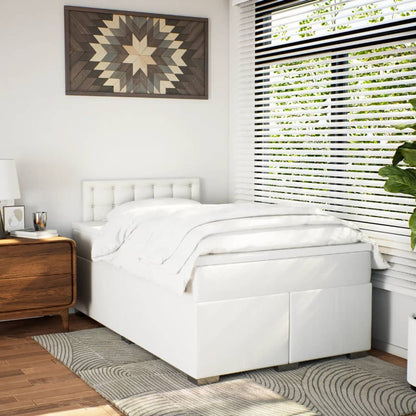 Box Spring Bed with Mattress White 120x190 cm Faux Leather
