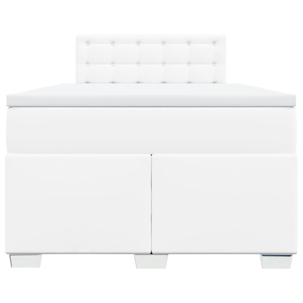 Box Spring Bed with Mattress White 120x190 cm Faux Leather
