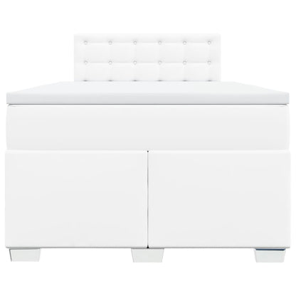 Box Spring Bed with Mattress White 120x190 cm Faux Leather