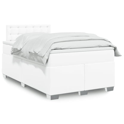 Box Spring Bed with Mattress White 120x190 cm Faux Leather