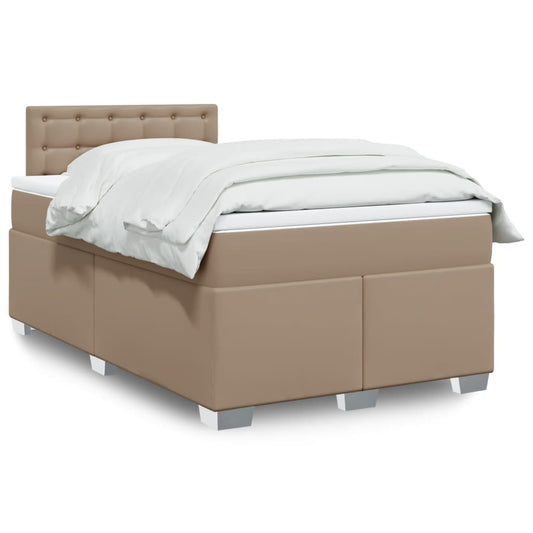 Box Spring Bed with Mattress Cappuccino 120x190 cm Faux Leather