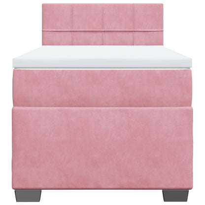 Velvet Pink Box Spring Bed & Mattress 80x200 cm