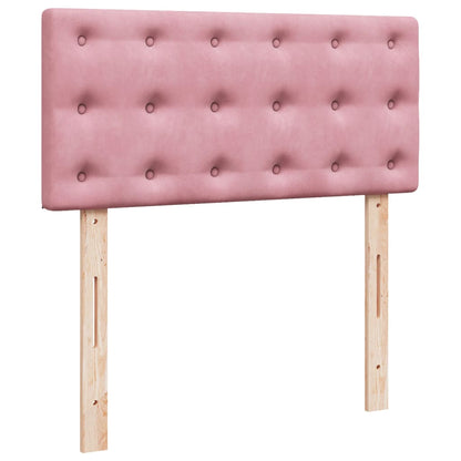 Pink Velvet Box Spring Bed with Mattress - 80x200 cm
