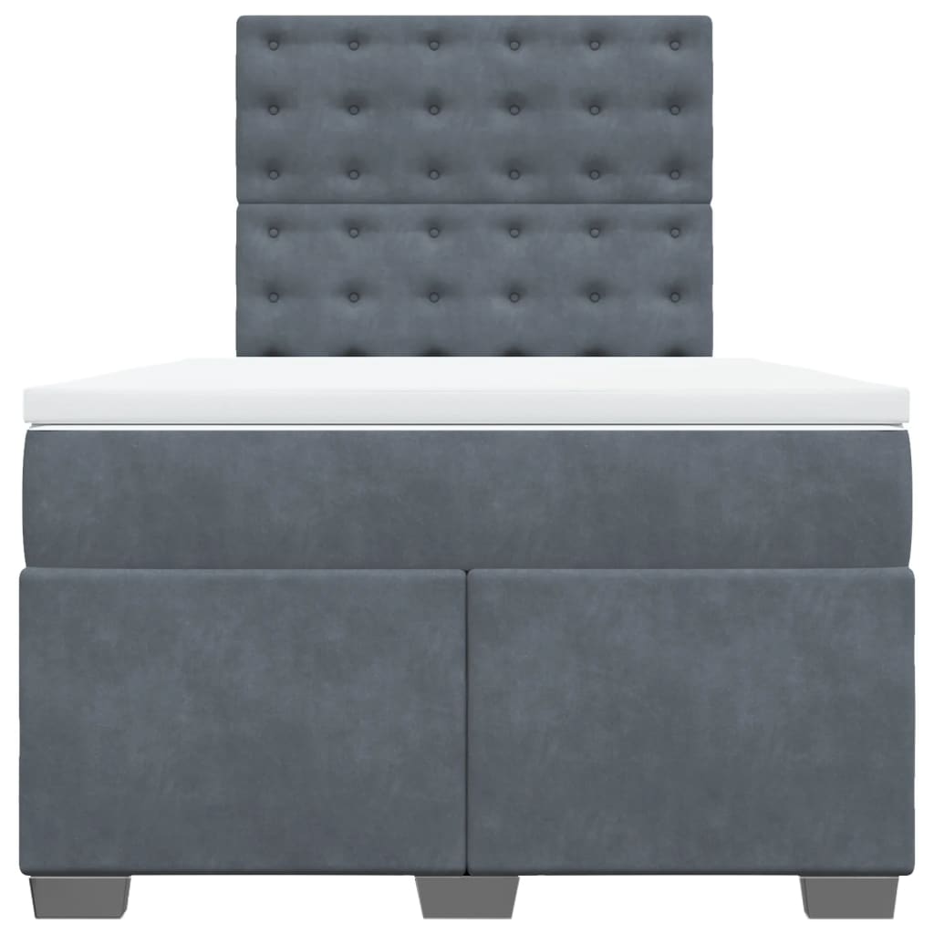 Box Spring Bed with Mattress Dark Grey 120x190 cm Small Double Velvet