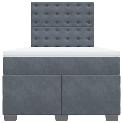Box Spring Bed with Mattress Dark Grey 120x190 cm Small Double Velvet