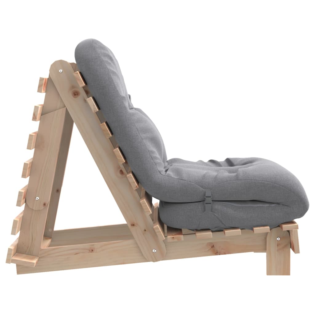 Solid Pine Futon Sofa Bed with Mattress - 60x206x11 cm
