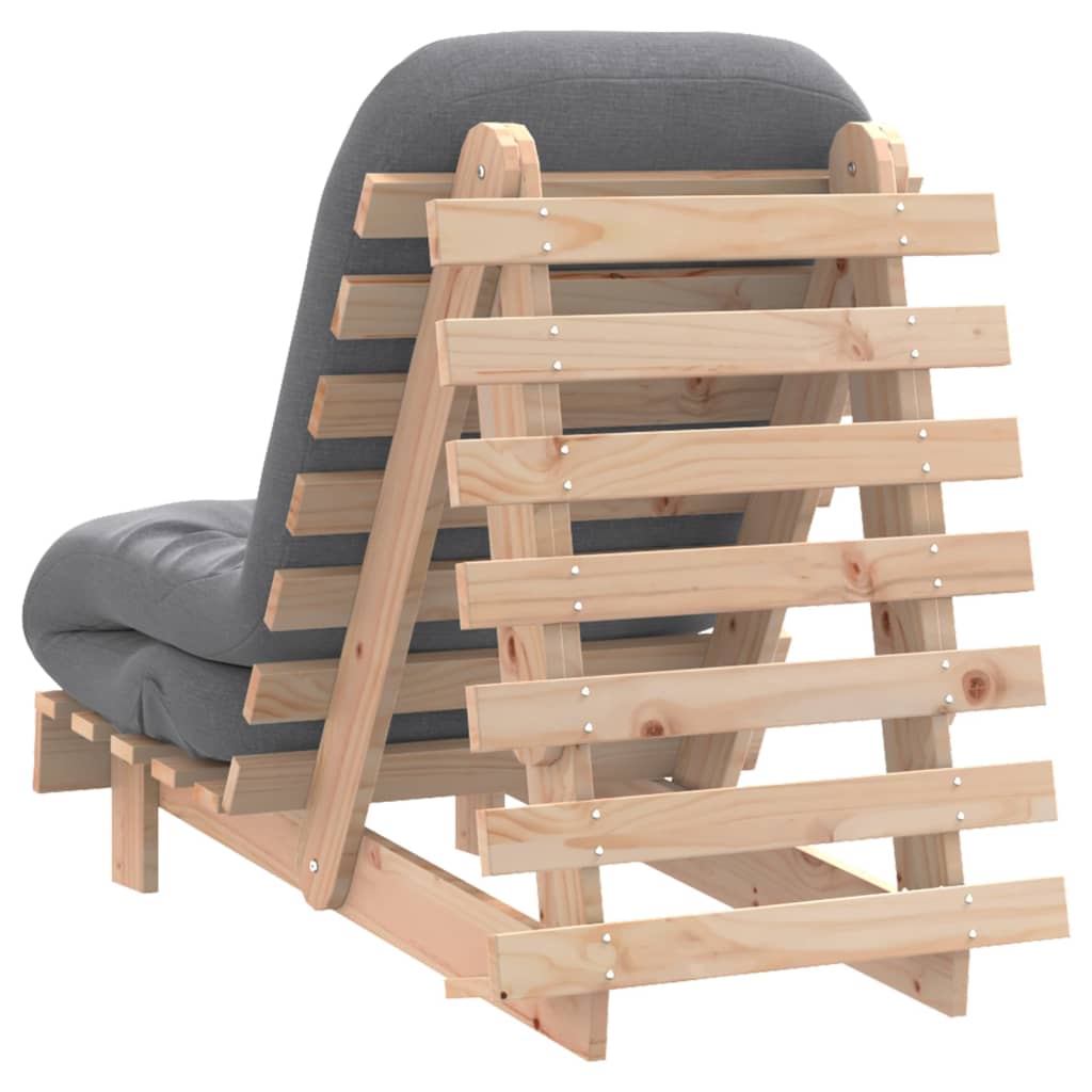 Solid Pine Futon Sofa Bed with Mattress - 60x206x11 cm