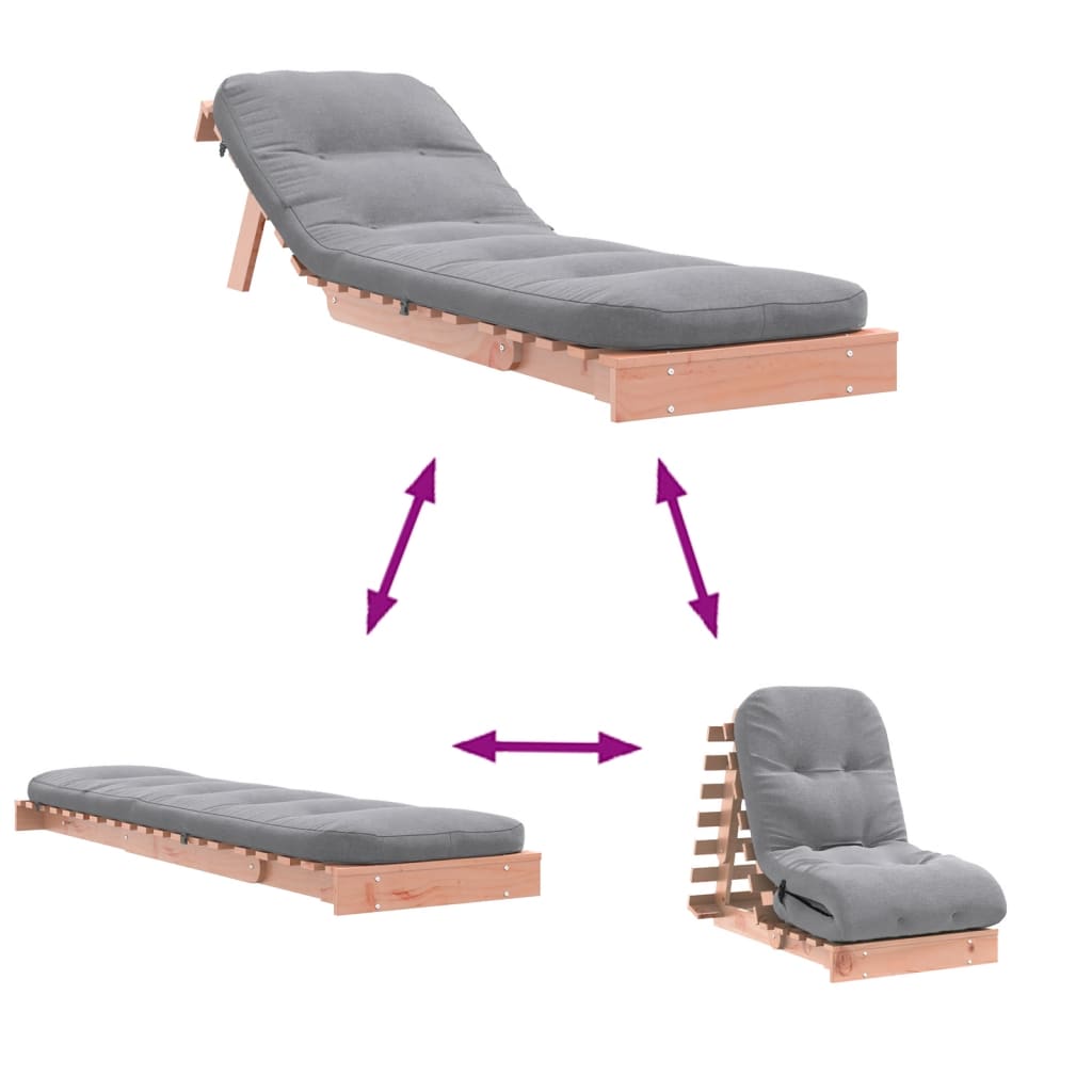 Solid Wood Futon Sofa Bed with Mattress, 60x206x11 cm, Douglas Finish