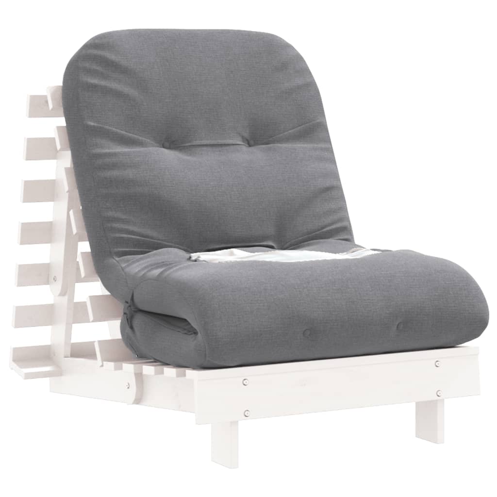 White Pine Futon Sofa Bed with Mattress, 70x206x11 cm Solid Wood