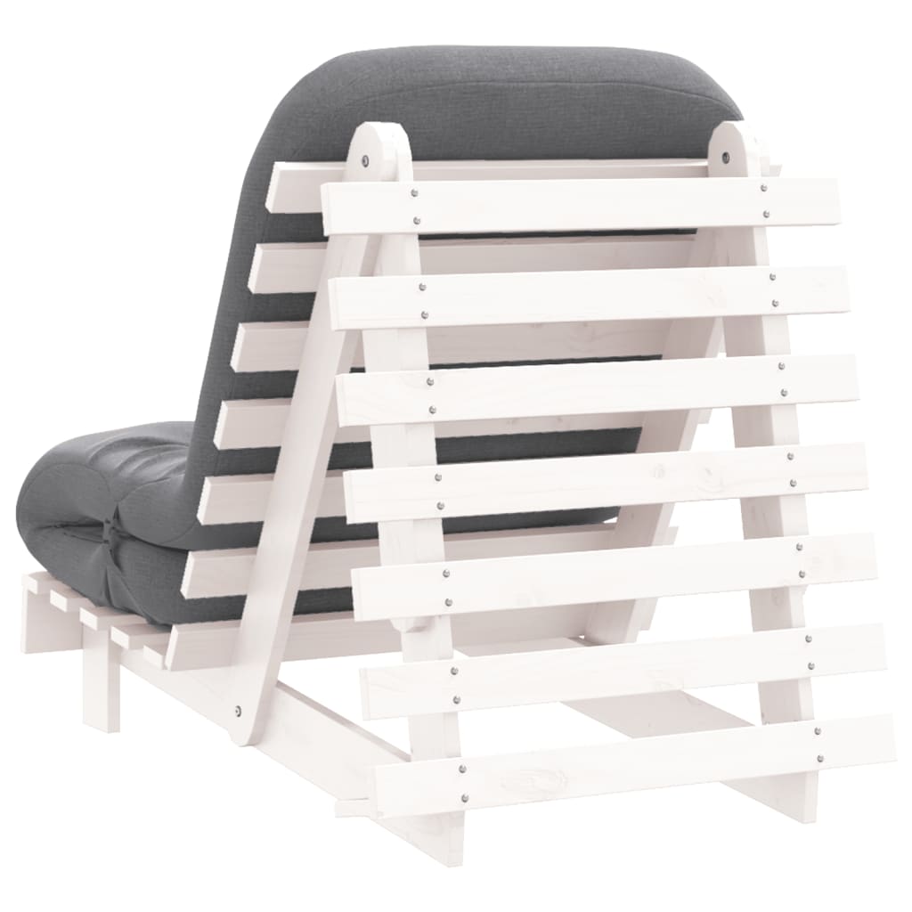 White Pine Futon Sofa Bed with Mattress, 70x206x11 cm Solid Wood