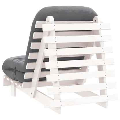 White Pine Futon Sofa Bed with Mattress, 70x206x11 cm Solid Wood