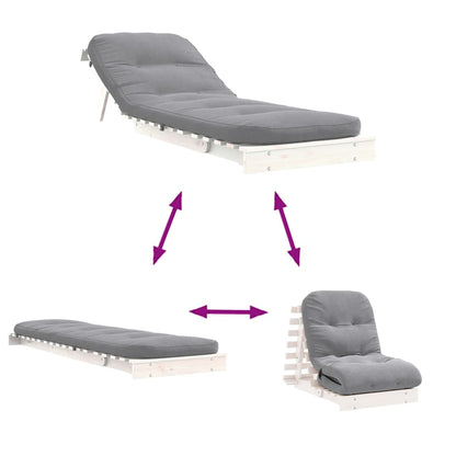 White Pine Futon Sofa Bed with Mattress, 70x206x11 cm Solid Wood