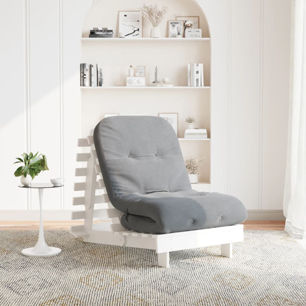 White Pine Futon Sofa Bed with Mattress, 70x206x11 cm Solid Wood