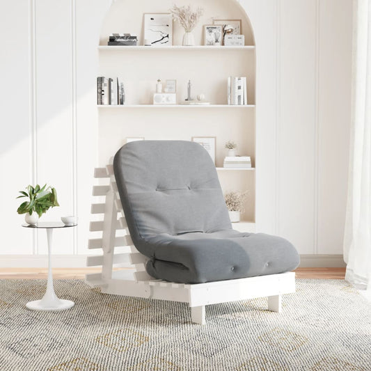 White Pine Futon Sofa Bed with Mattress, 70x206x11 cm Solid Wood