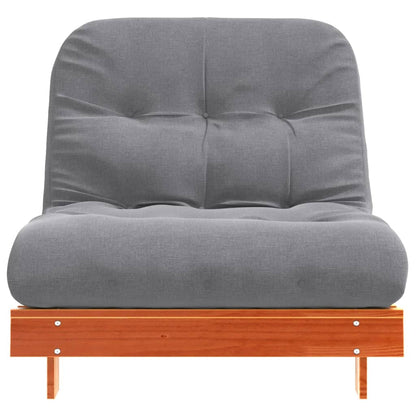 Solid Pine Futon Sofa Bed with Mattress - Wax Brown, 80x206x11 cm