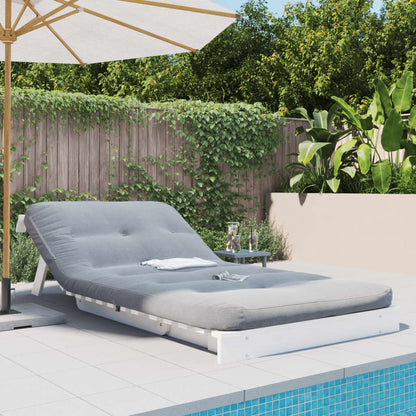 White Solid Pine Futon Sofa Bed with Mattress 100x206x11 cm